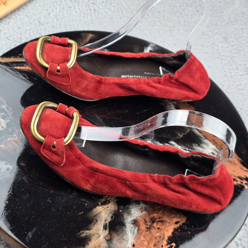 AGL Attilio Giusti Leombruni Ballet Flats Women 37 Red Suede Buckle Italy - Picture 2 of 11